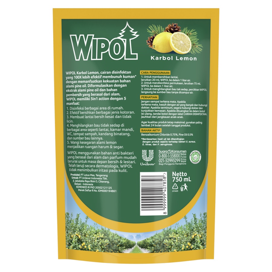 KARBOL WIPOL LEMON 750ML CAIRAN PEMBERSIH LANTAI DISINFEKTAN PEMBASMI KUMAN