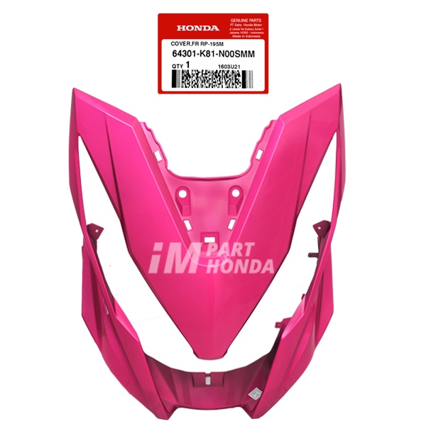 ORI  64301-K81-N00SMM Cover Front Tameng Lampu Depan Beat Eco K81 2016 - 2019 Pink Magenta ORIGINAL