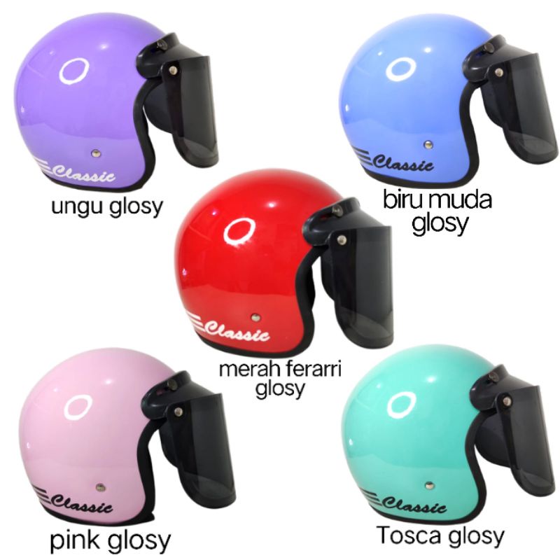 helm retro classic helm bogo classic helm pria wanita dewasa murah garis tiga