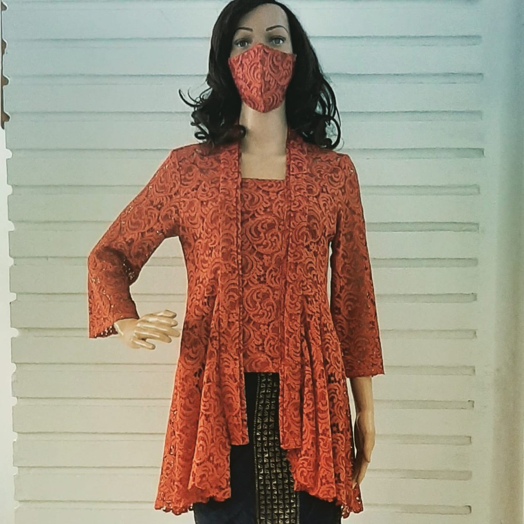 Kebaya Brukat Korea Warna Teracotta