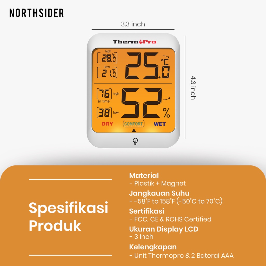 THERMOMETER HYGROMETER HUMIDITY | TERMOMETER SUHU RUANG THERMOPRO TP53