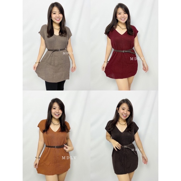 MDLV ~ BAJU RAJUT BG ROMPI VELORA (NO INER ) FREE BELT // FASHION WANITA