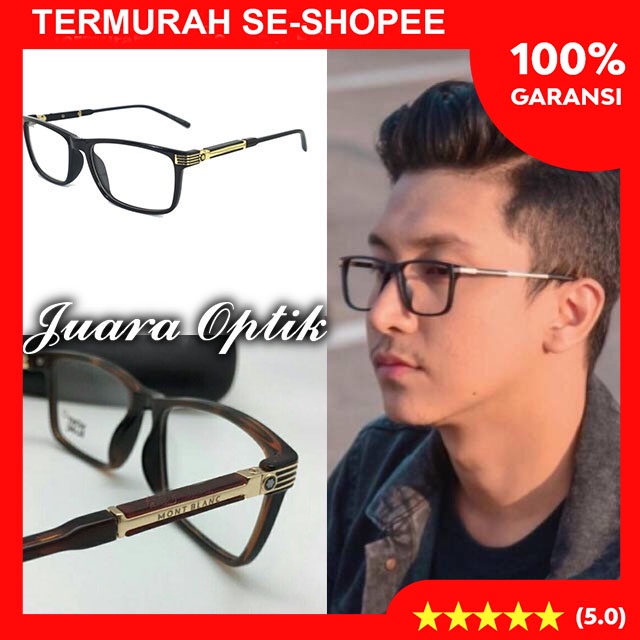 PROMO!!! frame kacamata pria mont blanc mb 0195 ada perPaket lensa minus antiradiasi - KACAMATA LENS