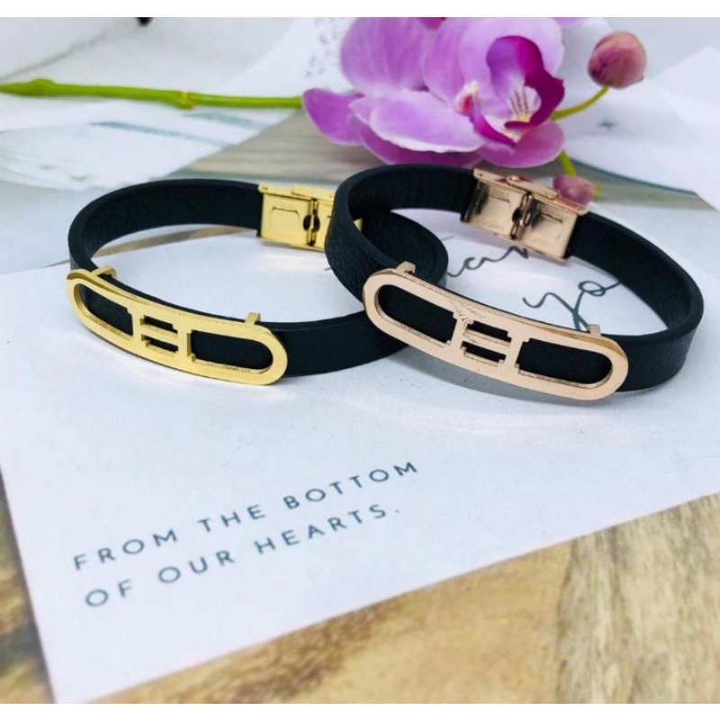 gelang titanium kulit