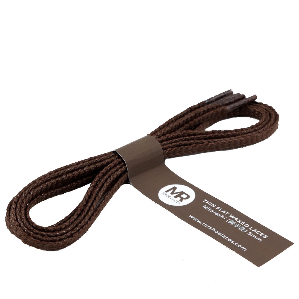 MR Shoelaces TH13 Mitarashi (Wood Brown) Tali Sepatu Lilin Gepeng Thin 3-4mm (Waxed Laces) 50cm 80cm 120cm 150cm