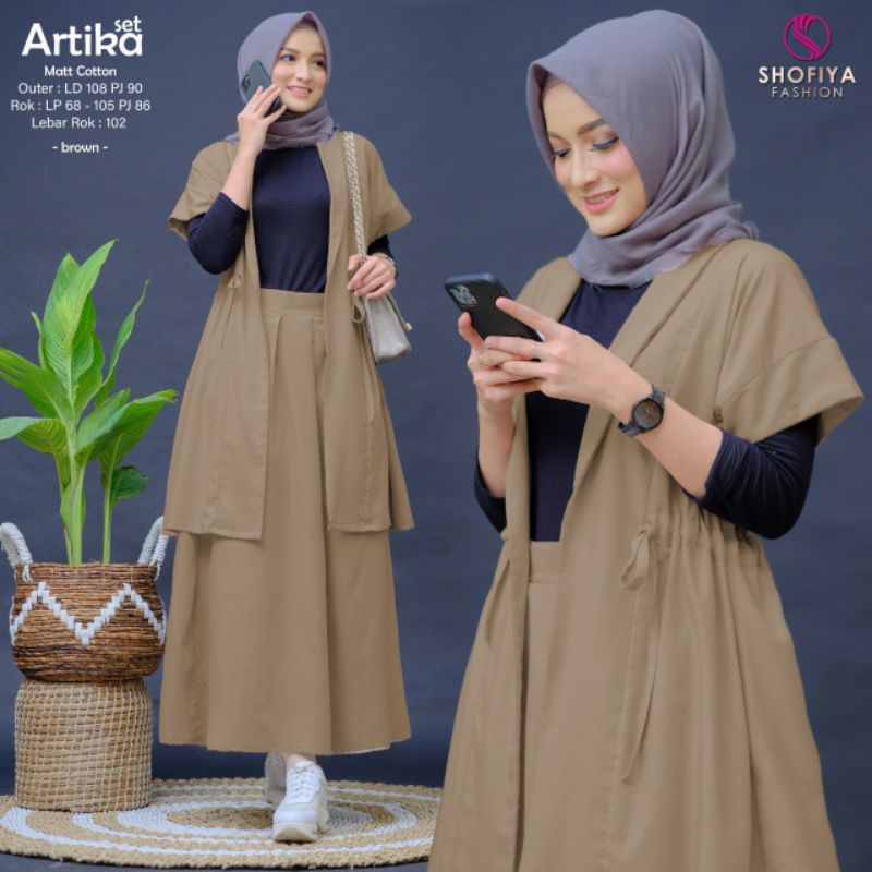 Setelan Wanita Katun Premium Artika / Naomi / Nadira Set Polos Ori Shofiya
