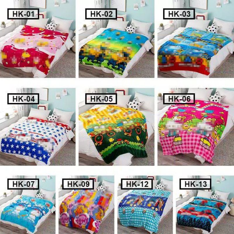 [GJK] SELIMUT BULU KARAKTER 350 GRAM UK 135 x 185 cm-1