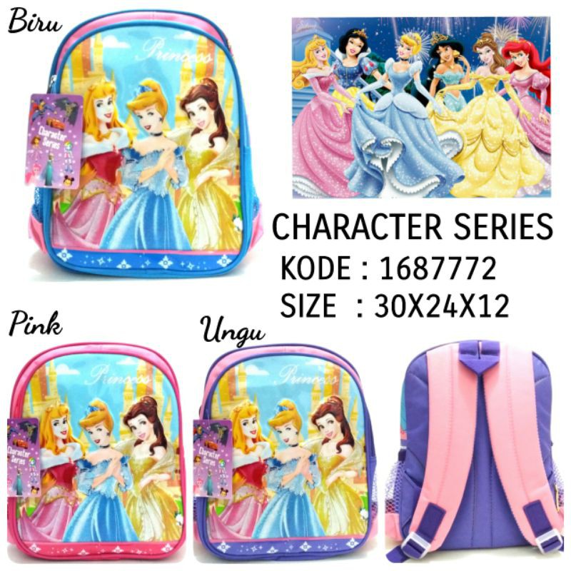 TAS RANSEL SEKOLAH CHARACTER SERIES 1687772 Princess Cindrelella Belle Beauty and The Beast Aurora