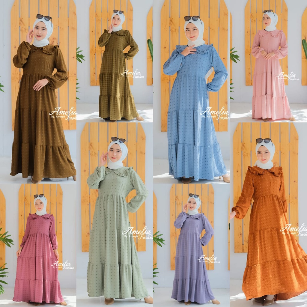 Tami Taqi Tachi Tari gamis kringkel Premium ori Amelia bahan cringkel DOT dan Rubi daily baju gamis wanita kekinian terbaru vintage ECER GROSIR RESELLER DROPSHIPER