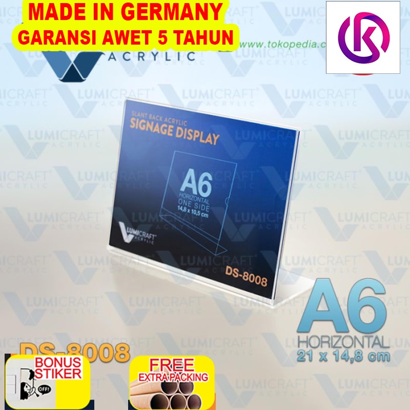 

Terlaris Tent Card Acrylic / Acrylic Display Model L - Horizontal A6 | DS-8008