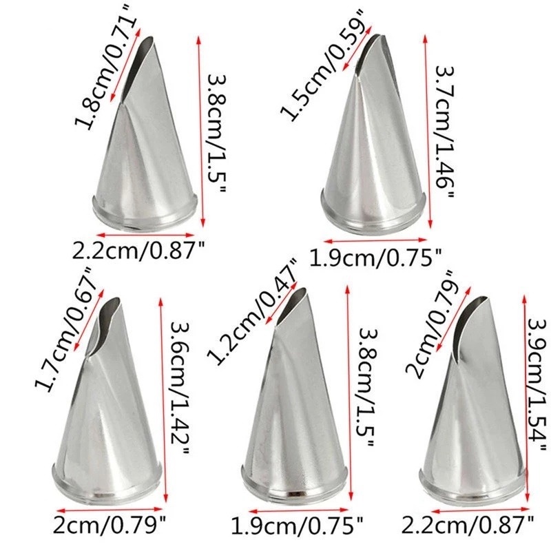 5pcs Set Stainless Steel Petal Nozzles For DIY Pastry Decorating / Handmade Baking Tools