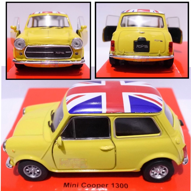 Mini Cooper 1300 - Diecast skala 36 Welly Nex Miniatur Mobil jadul klasik mr bean kuning