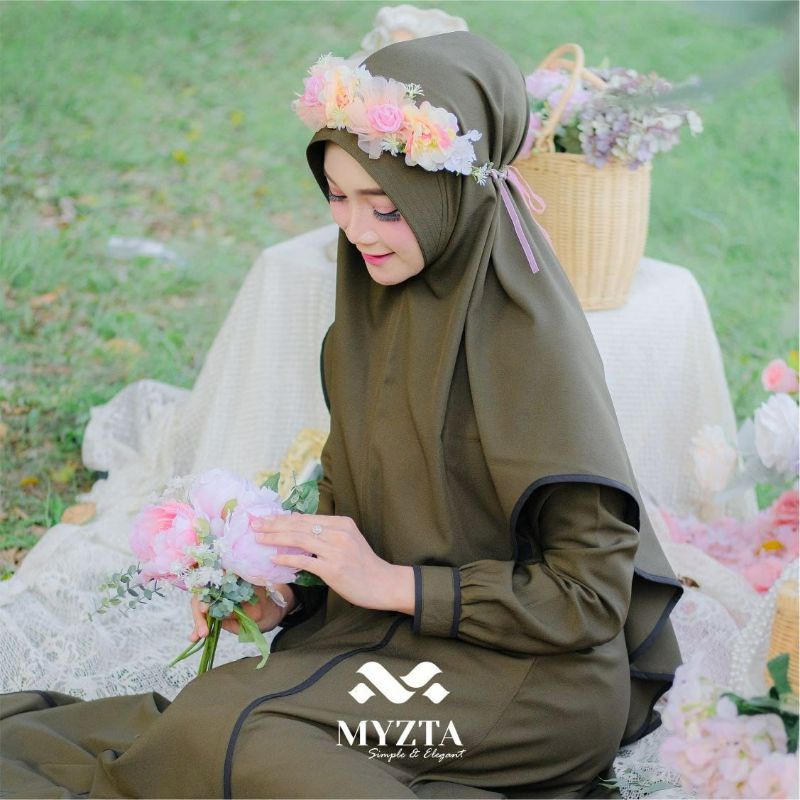 KENZA SYARI-GAMIS SET JILBAB TERBARU TERMURAH (KENZA SYARI BY MYZTA) ORIGINAL BRANDED//NAVY GREY MAR
