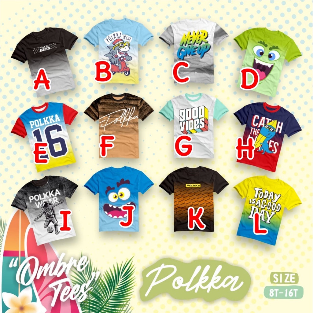 KAOS ANAK LAKI LAKI TEEN OMBRE SERIES USIA 8-16 TAHUN