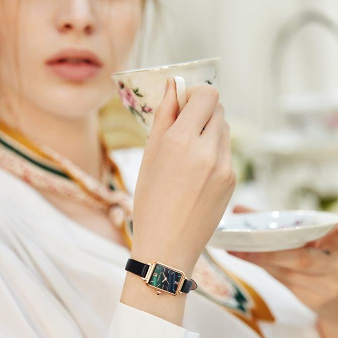 Rebirth jam tangan wanita tali kulit bisnis wanita jam tangan+gelang