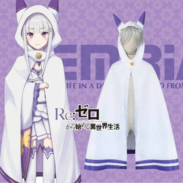Re:Zero Emilia cape Cosplay Costume Anime