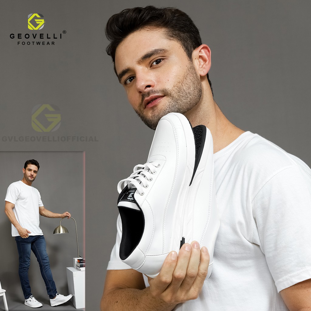 Geovelli Store Sneakers Pria Putih Pria Sepatu Sneaker Pria Sepatu Santai Pria Sepatu Kasual