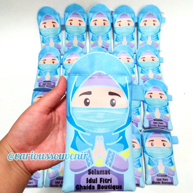 Custom Nama Dompet Amplop Idul Fitri Lebaran Fitrah Ramadan 3D Lucu Muslim Hijab Uang Tidak Dilipat (Produk Custom pembayaran tidak bisa COD)