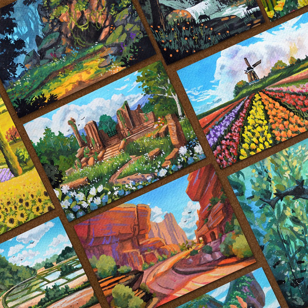 [Artopia] Scenery Postcard by VIANKA GUINAZ / Kartu Pos Pemandangan Alam Gouache