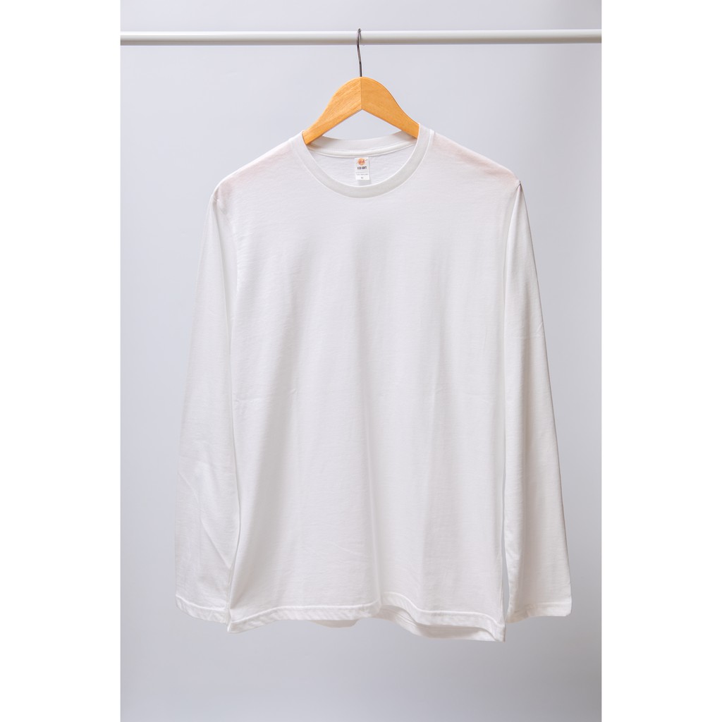  Kaos  Polos  Cotton Combed 30s Lengan Panjang Putih Yarn 