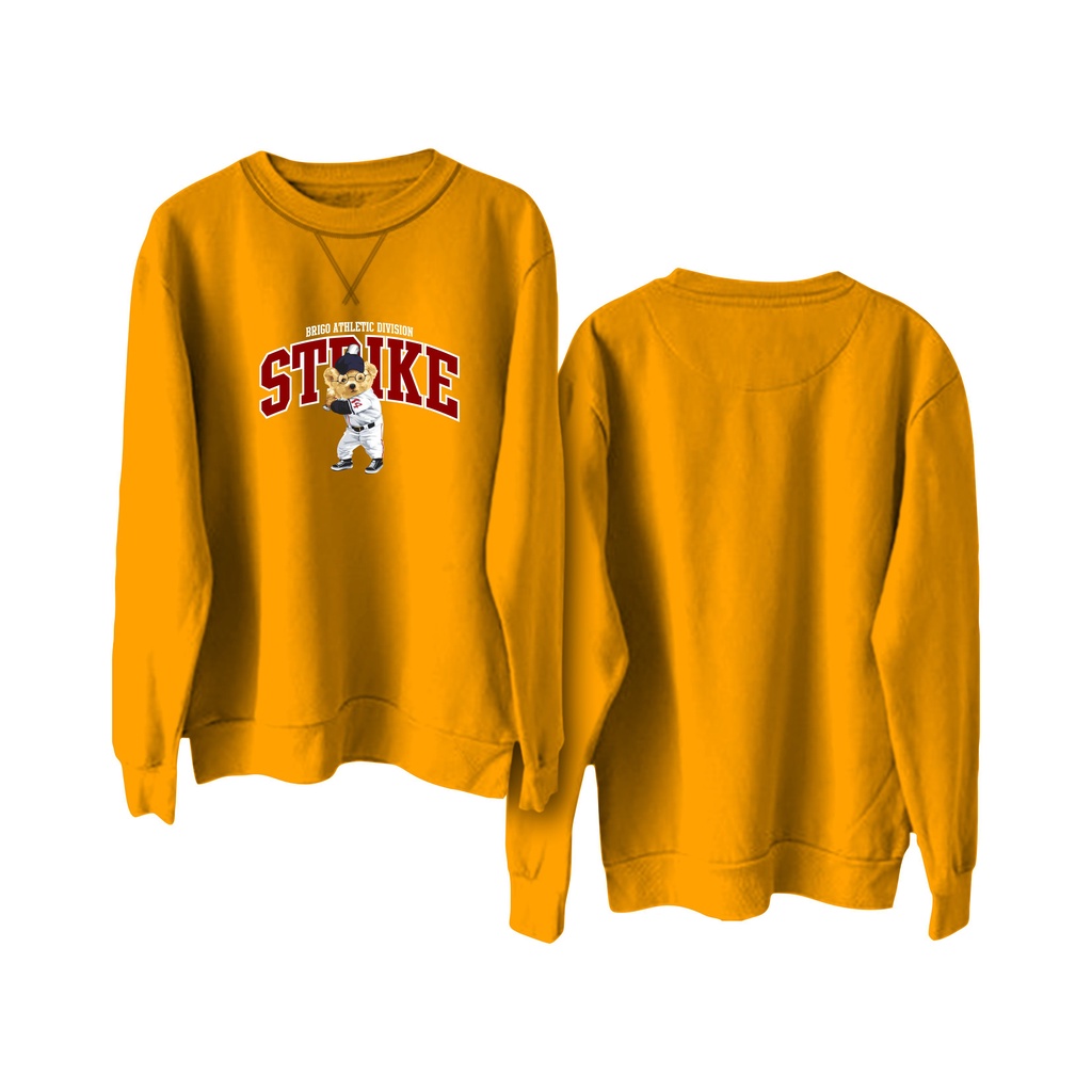 BRIGO Basic Sweatshirt BERUANG STRIKE II Sweater Crewneck BRIGO Sablon DTF Fleece Cotton M-XXL (Pria &amp; Wanita) Free stiker&amp;Gantungan Kunci