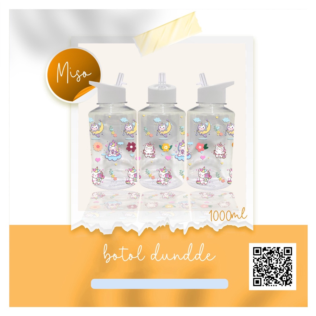 

MISO UNICRON Botol Minum Straw 1000ml Custom Uv Print