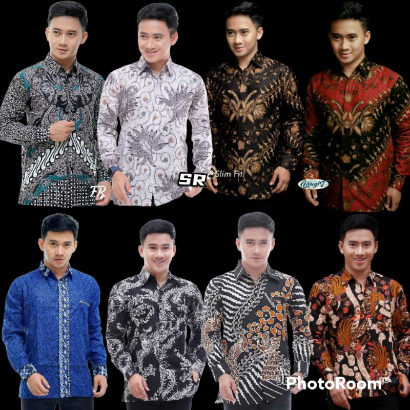 Batik Pria Lengan Panjang BATIK AZMIL HRB026 motif KERATONAN Kode 002 size M L XL XXL Reguler