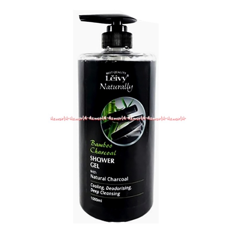 Leivy Naturally Bamboo Charcoal 1L Shower Gel Natural Charcoal Sabun Mandi Arang Hitam Cooling Deodorising Mengjilang Jerawat Punggung 1 Litter Leivi