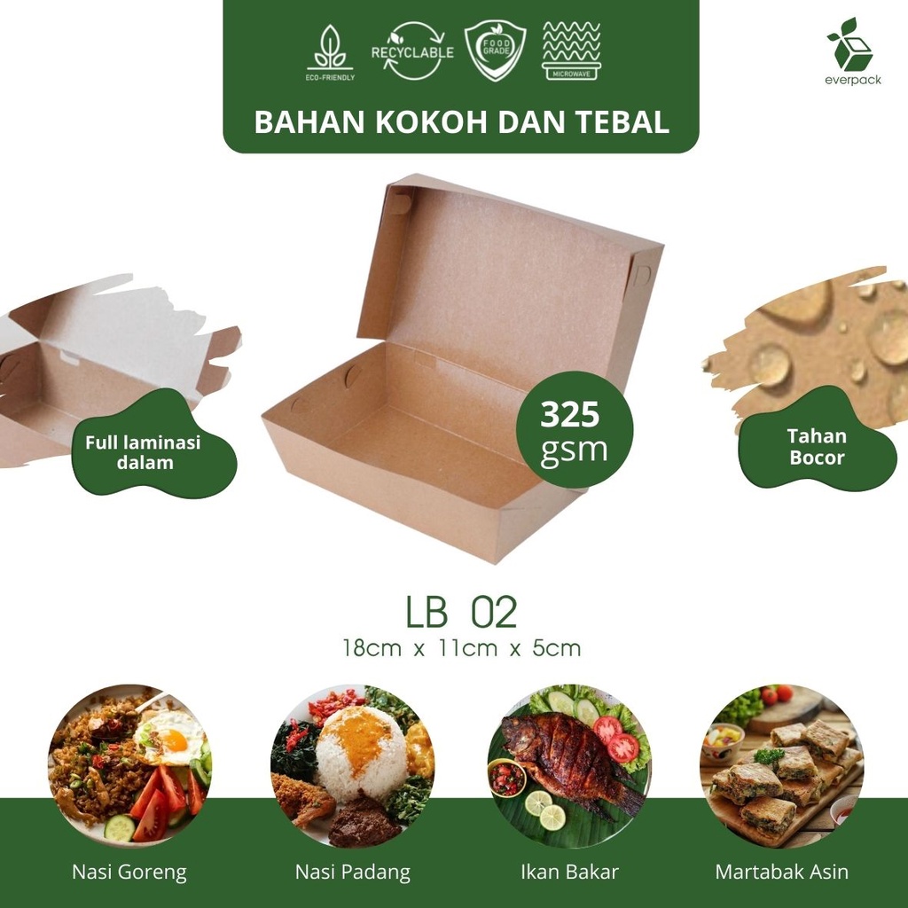 Jual Lunch Box Paper 18x11x5 290 Gsm Kraft Paper Laminasi Kemasan Nasi Goreng Cake