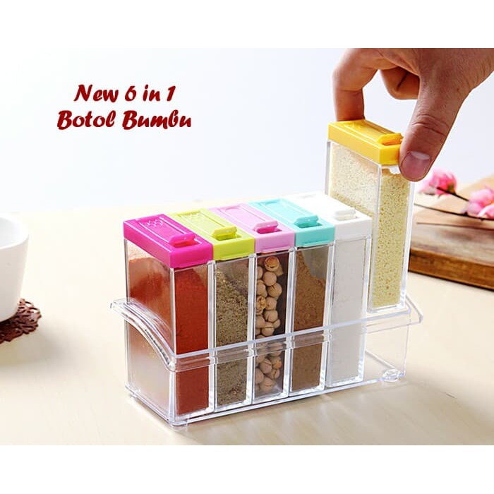 

New 6 in 1 tempat bumbu 1 set 6 Botol Bumbu + Holder