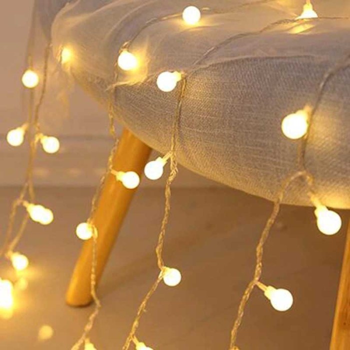 Lampu Hias Cafe Taman Fairy String Light 80LED 220V 10M Model Ball - Warm White