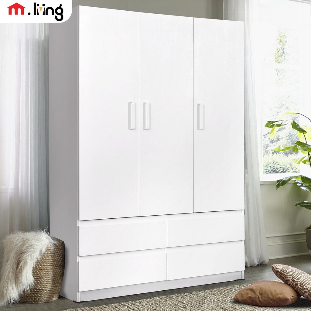 M.Livingstore - Lemari Pakaian 3 Pintu Kyoto Putih UK T2mtr L30cm P120cm