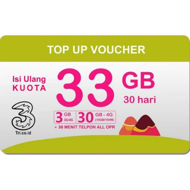 KUOTA DATA TRI 33GB 4G