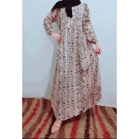 GAMIS BUNGA BANGKOK PREMIUM | GAMIS IMPORT MOTIF BANGKOK PREMIUM