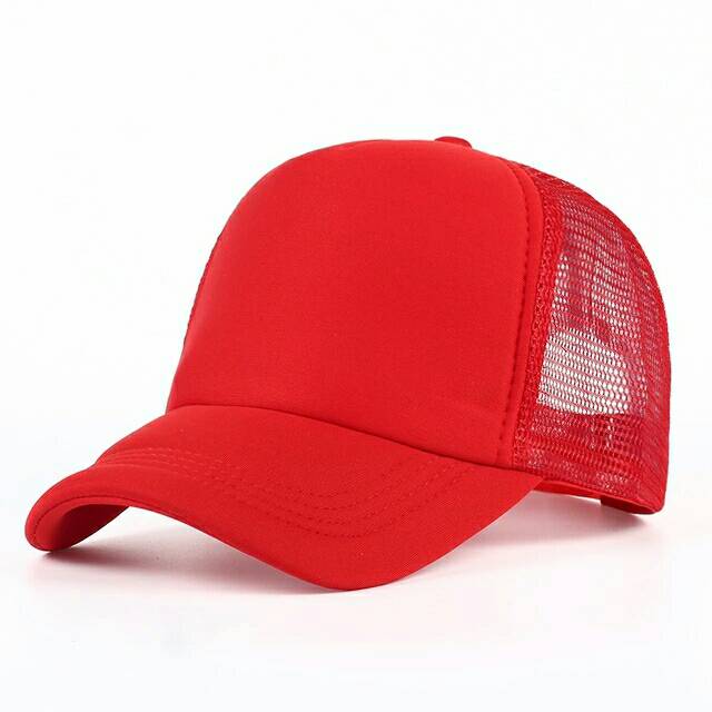  Topi  Jaring Merah  Polos  Grosir Untuk Seragam Bisa Disablon 