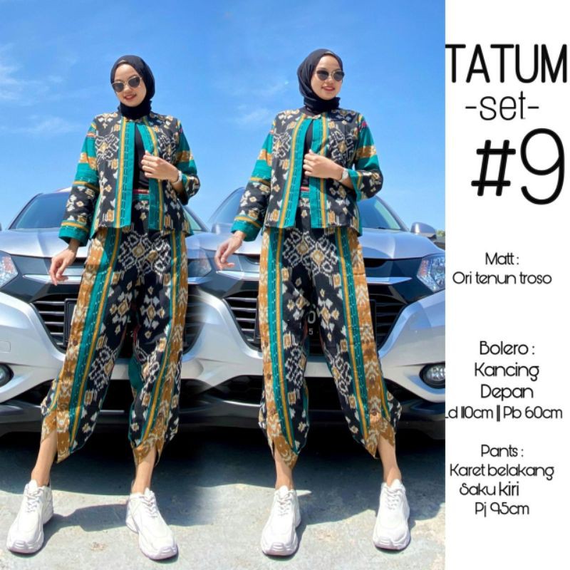 Setelan Bolero &amp; Celana Tenun Troso Asli Jepara | Set Tatum Tenun