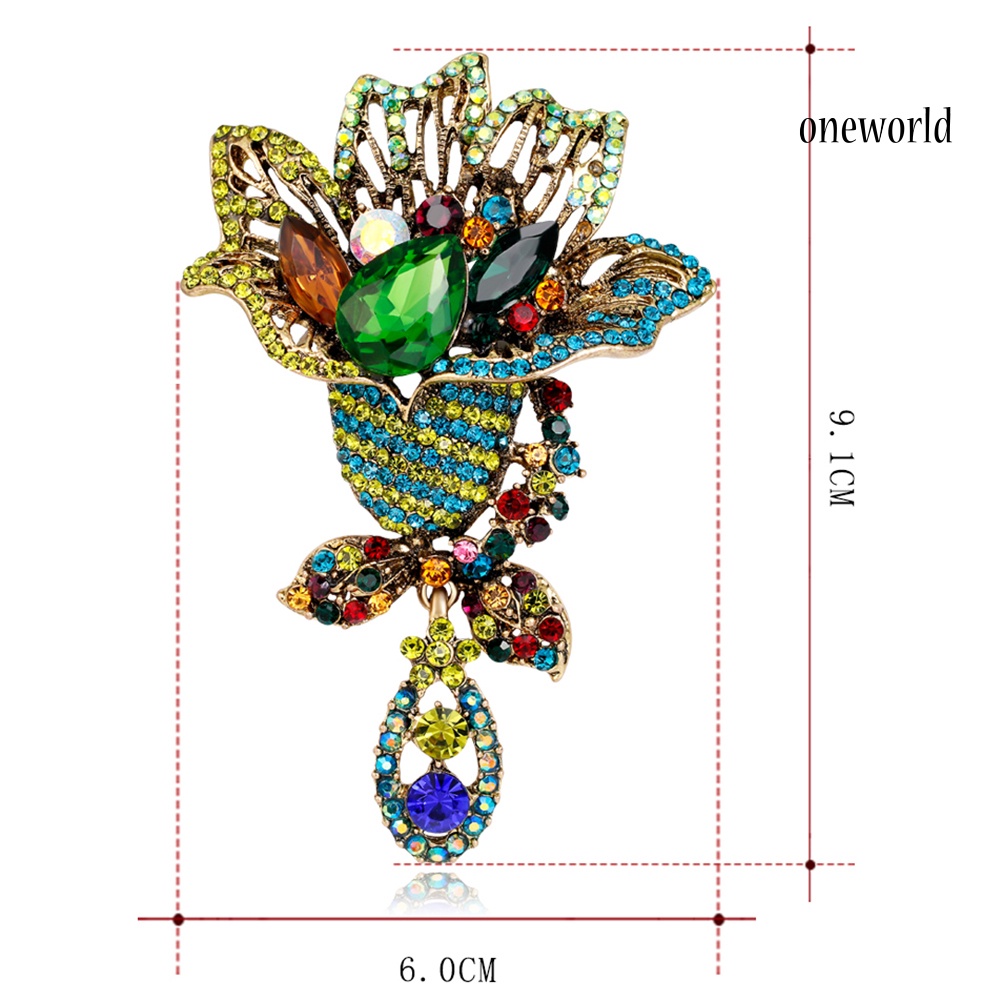 OW@ Fashion Multicolor Rhinestone Flower Brooch Pin Lady Dress Scarf Bag Accessory