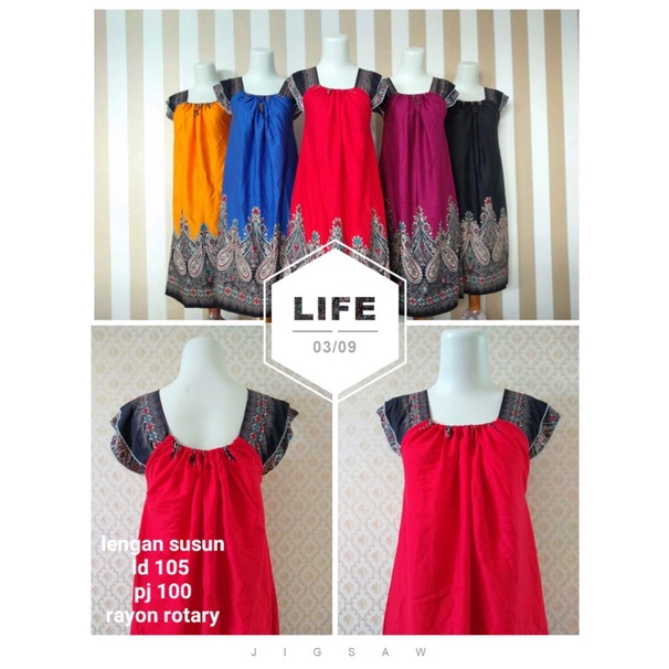 daster lengan susun/dress lengan susun/dres susun sritex/daster susun rayon rotari/daster cibi susun