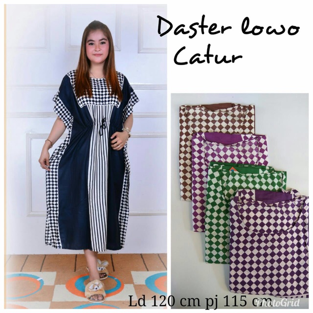 Daster Lowo Jumbo Catur Panjang Selutut | Baju Tidur Santai Wanita Kekinian Bumil Friendly