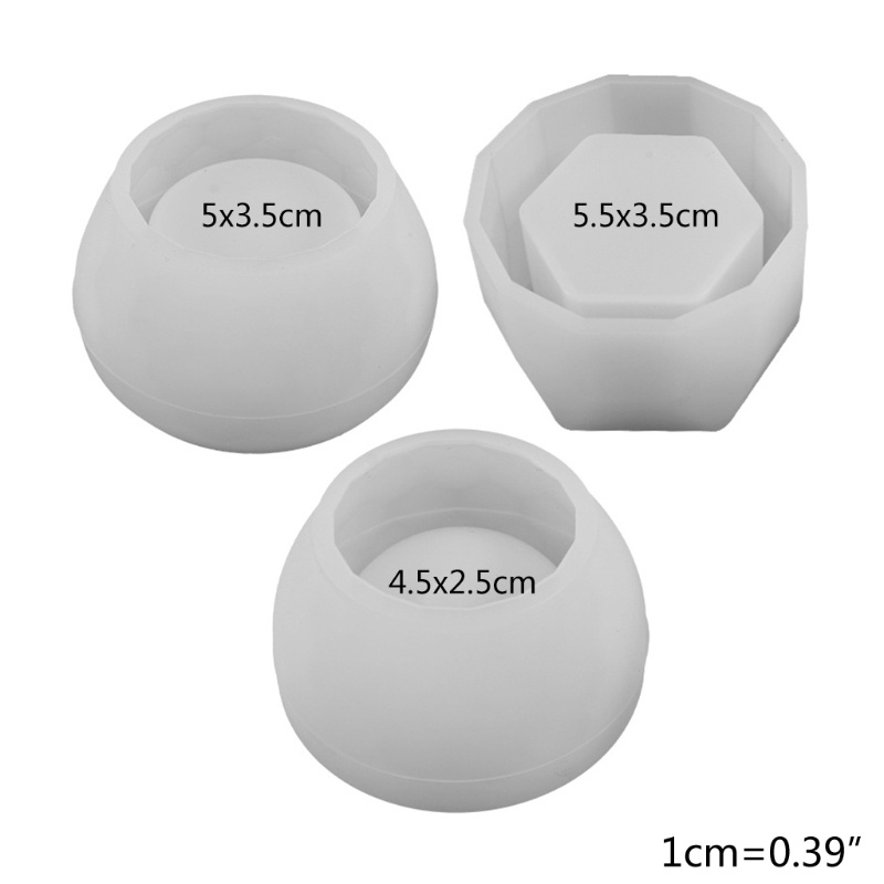 SIY  3 Pcs/Set Crystal Epoxy Resin Mold Round Bowl Hexagon Cup Dishes Casting Silicone Mould DIY Crafts Making Tool