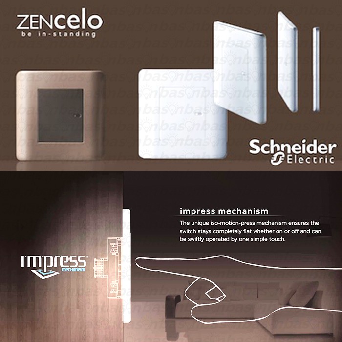 SCHNEIDER ZENcelo 2 Gang 1 Way - Saklar 2 Tombol 1 Arah - Full Flat Switch - Saklar Datar