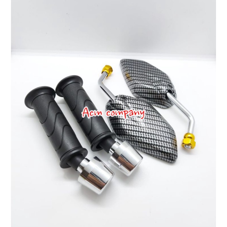 Paket 3Item Spion Jupiter Mini Carbon+Grip Karet+Jalu Almu Universal Motor