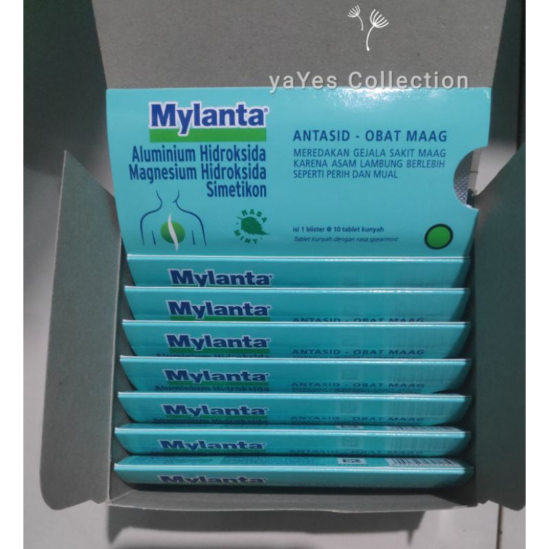 Mylanta Obat Maag 1 Blister 10 Tablet Kunyah asam lambung perih mual Mint milanta dewasa anak 6+ th