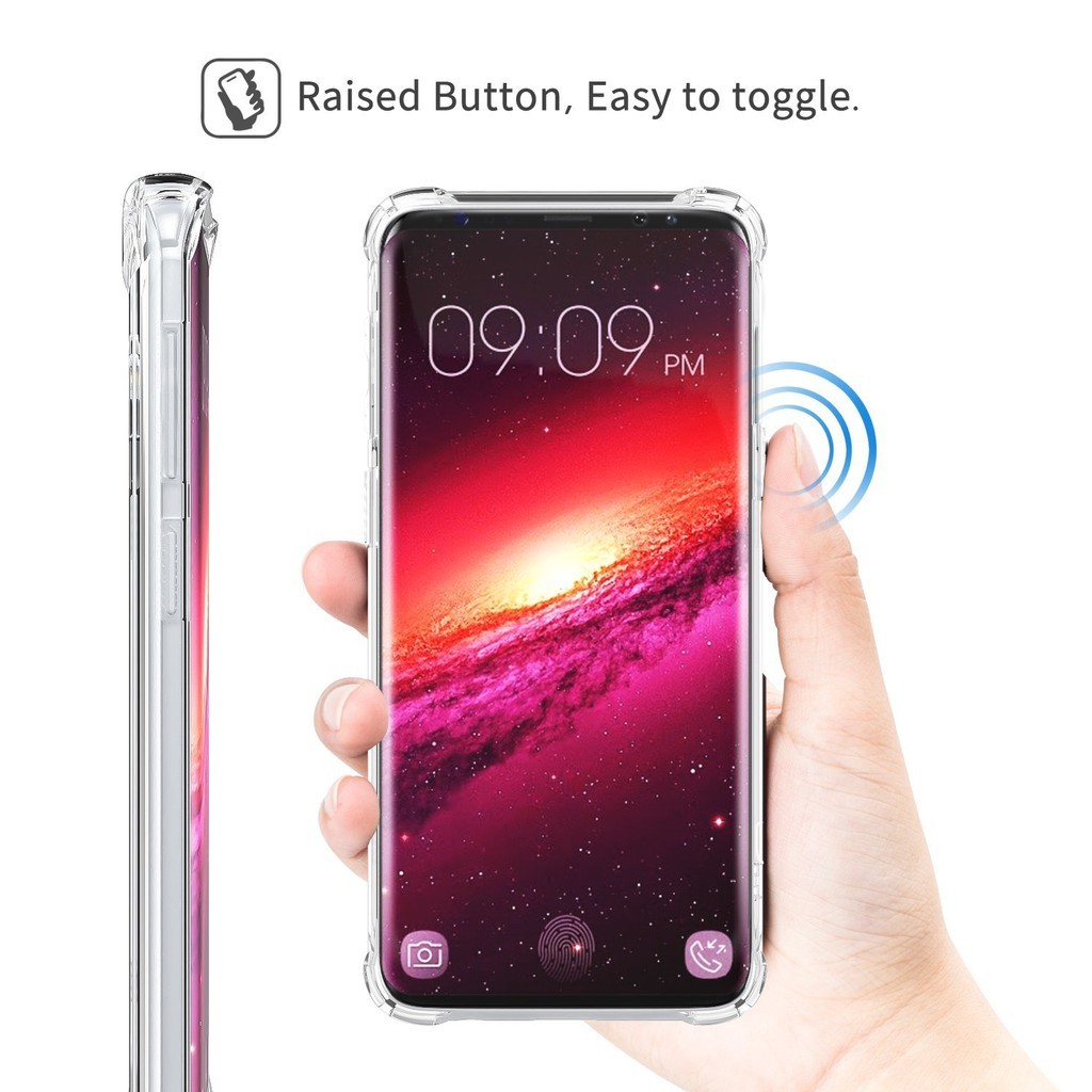 Case Hybrid Armor Shockproof Bahan TPU Kristal Bening untuk Samsung Galaxy modles S8 S9 Note 8