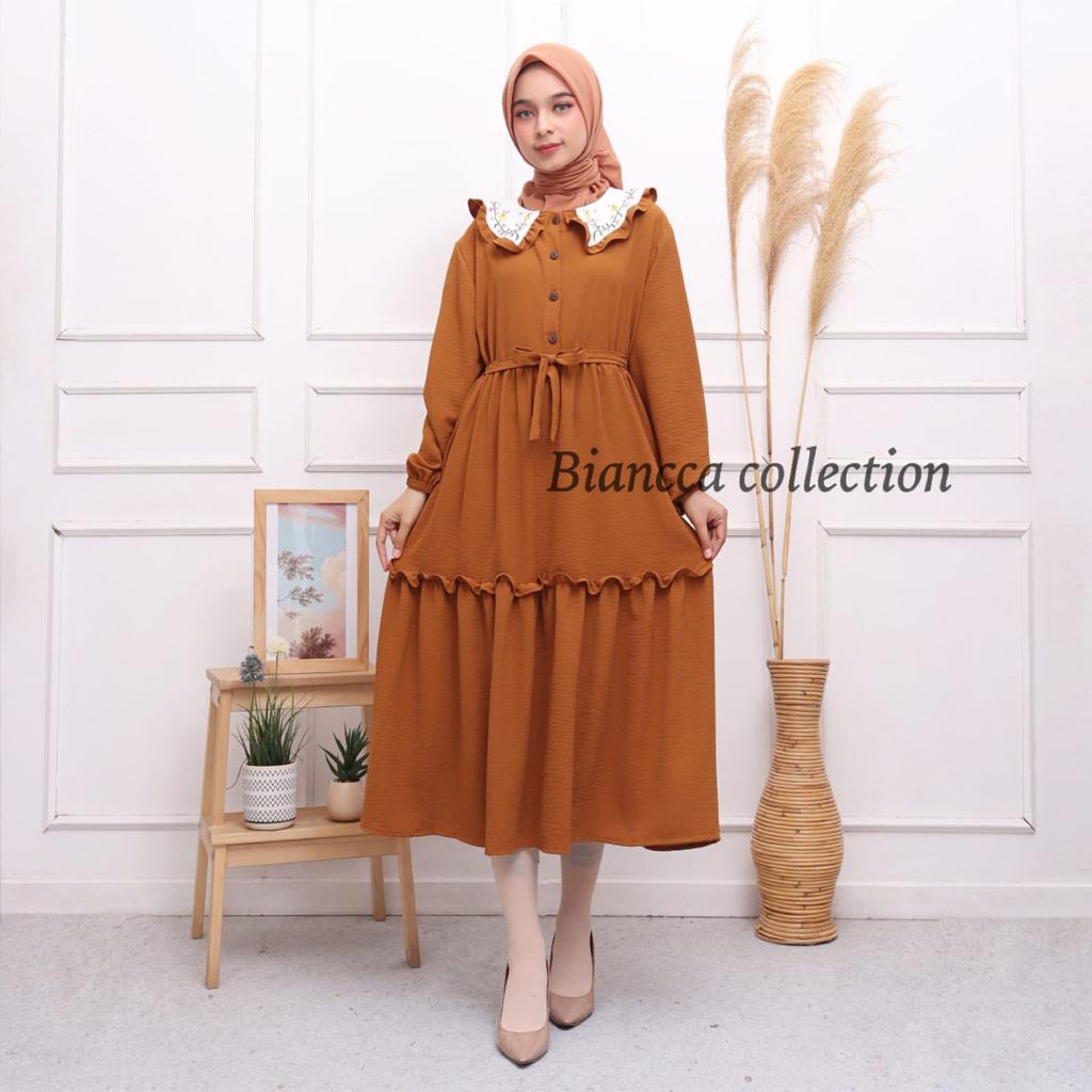 MIDI DRESS VIONA MIDI DRESS KERAH BORDIR MIDI BUSUI BUMIL MUSLIM