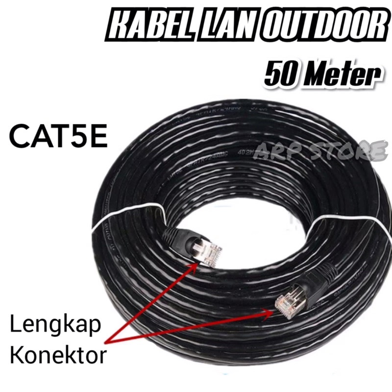 KABEL LAN WIFI 50 METER OUTDOOR FTP CAT5E 50M INDIHOME