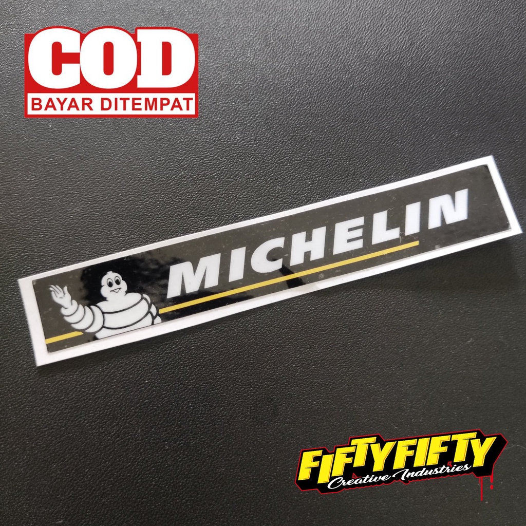 Stiker Print Cut MICHELIN Stiker Printing Laminasi Glossy Stiker Motor Mobil Helm Sudah Membentuk Pola Desain