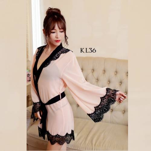 [LIMITED STOK] PIYAMA KIMONO BAJU TIDUR KIMONO WANITA KIMONO SEXY PEACH KL36