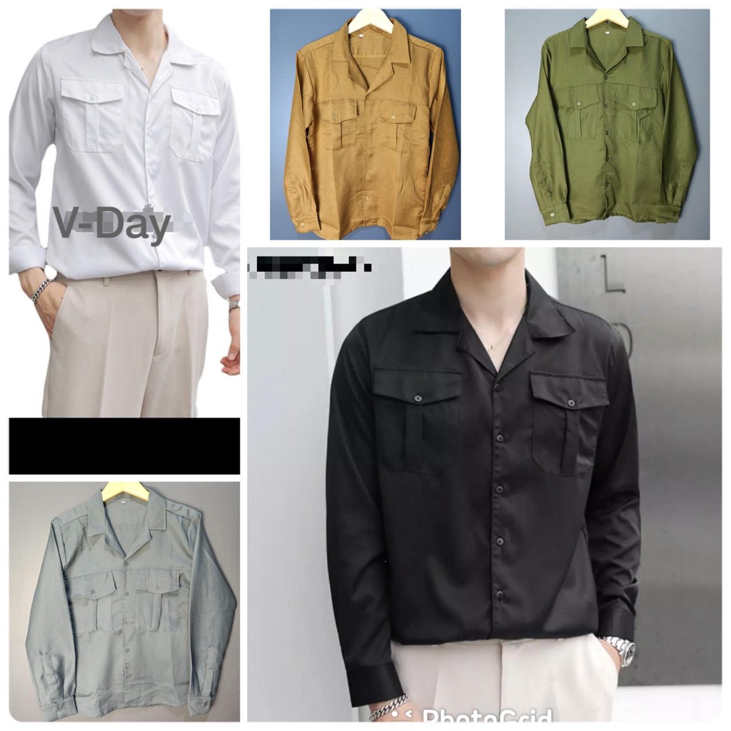 Kemeja Pria Lengan Panjang V-day/Kemeja korea/Fashion pria