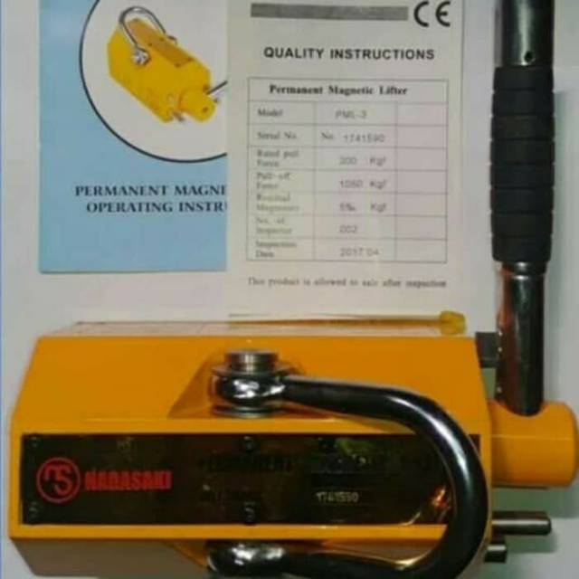 

NAGASAKI PERMANENT MAGNETIC LIFTERS 600 KG OPERATING INTRUCTIONS JAPAN